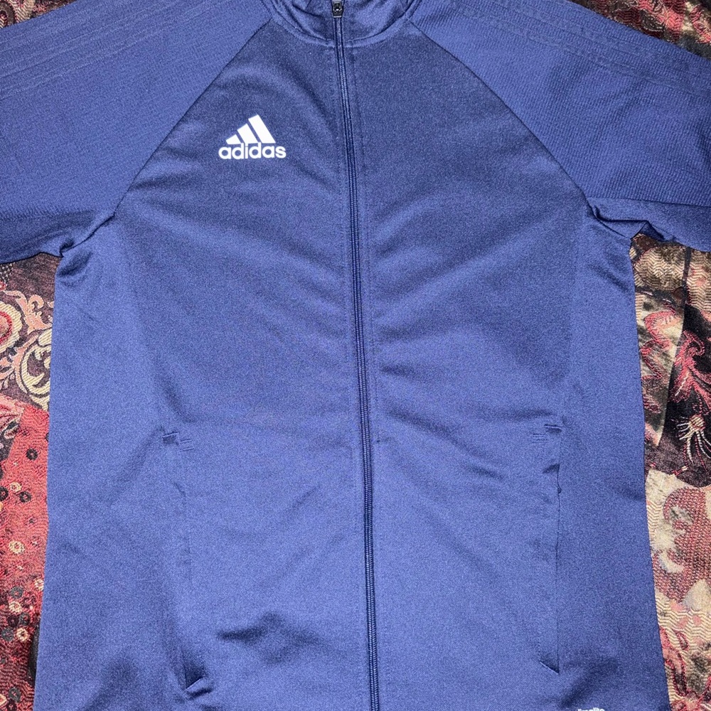 Adidas Blue Climalite Lightweight Full-Zip Performance Track Jacket